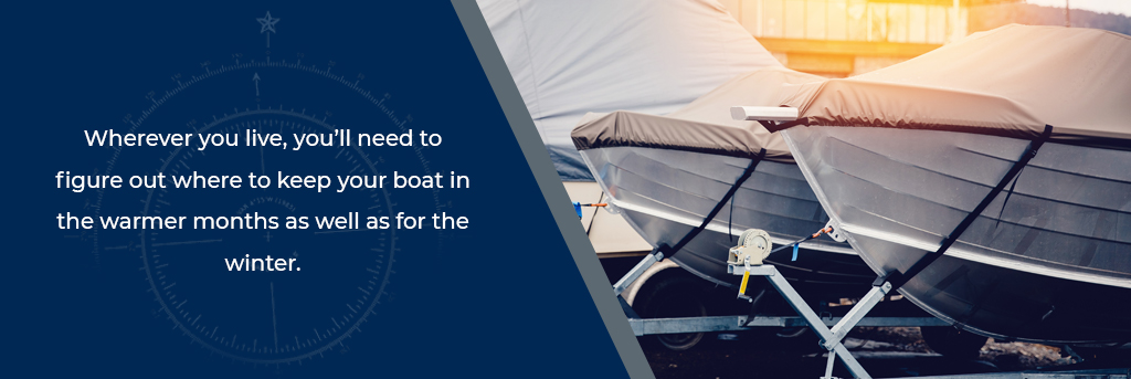 Wherever you live, you'll need to figure out where to keep your boat in the warmer months as well as for the winter - image of covered boats