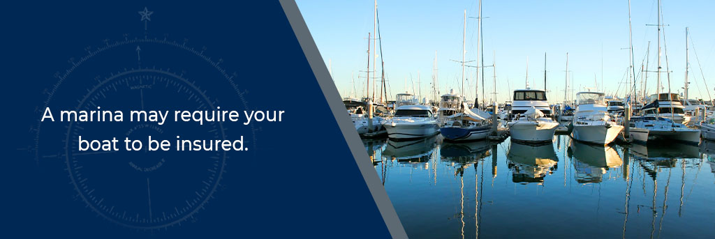 A marina may require your boat to be insured - Image of boats in a marina
