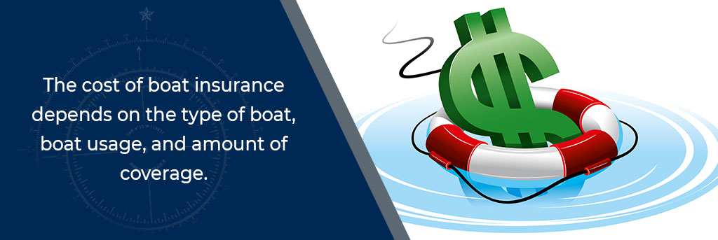 The cost of boat insurance depends on the type of boat, boat usage, and amount of coverage - Dollar sign in a buoy in the water