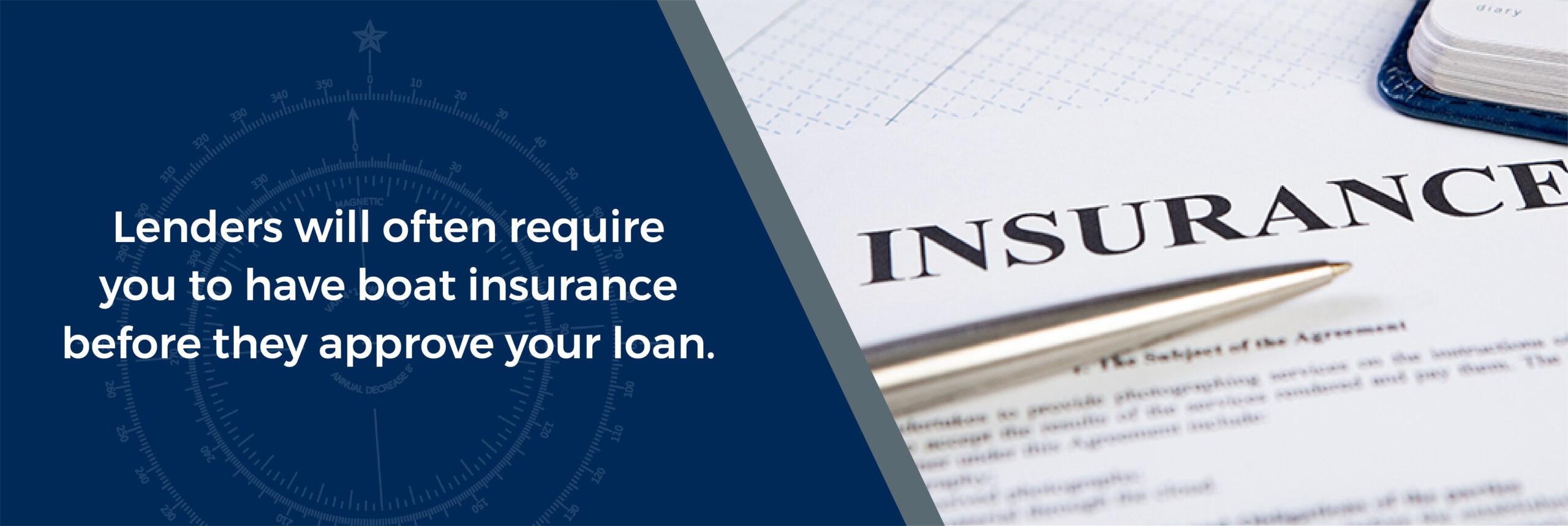 Lenders will often require you to have boat insurance before they approve your loan - Image of an insurance document