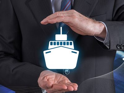man in a suit with a boat icon